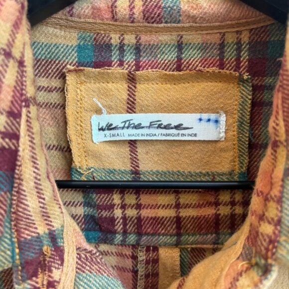 Free People We The Free Kalli Plaid Buttondown Shirt Flannel Tunic Top, Size XS - Picture 4 of 12